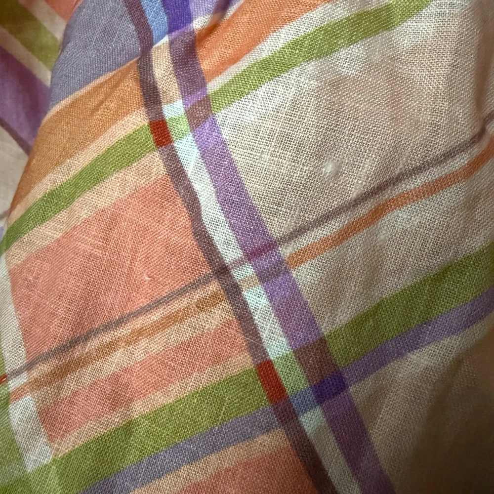 KACHEL Anthropologie Tie‎ Stripe Linen Maxi Dress Tiered Coquette Cottagecore M
